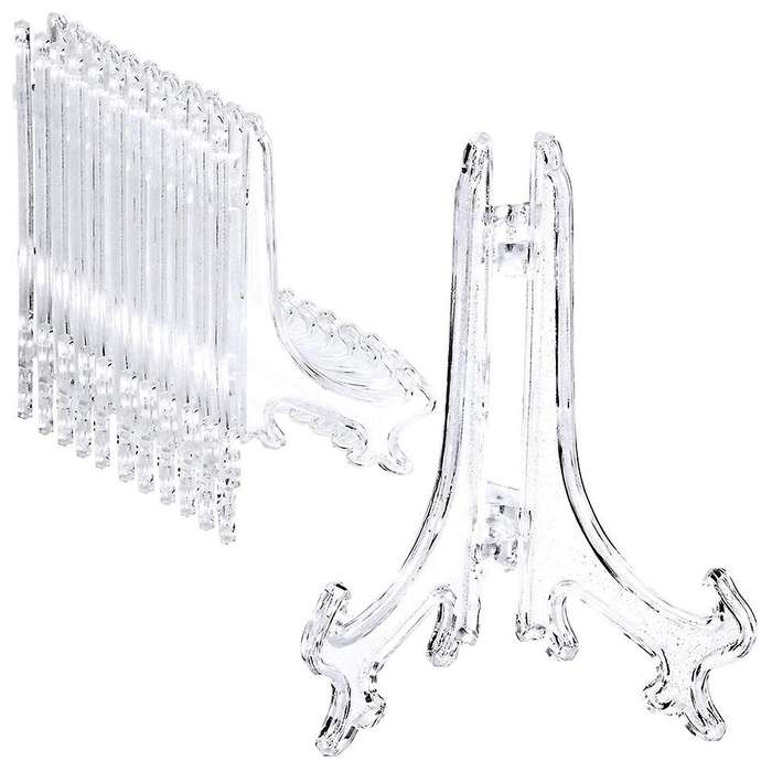 24 Pieces Plastic Easel Plate Display Stands Holders Easel At Weddings, (clear, 4 Inch)