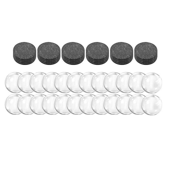 24 Sets Craft Fridge Magnet Glass Ceramic Magnet with Adhesive Backing and Transparent Clear Glass D