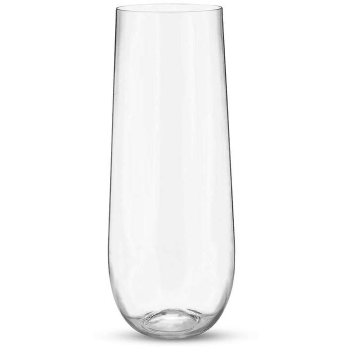 24 Stemless Plastic Champagne Flutes - 9 Plastic Champagne Glasses Clear Unbreakable Toasting Glass