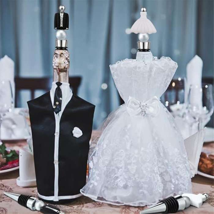 24 Sets Wedding Beadable Wine Bottle Stoppers Bride and Groom Beadable Items for Wedding Engagement