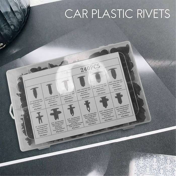 240Pc Bumper Retainer Clips Car Rivets Fasteners Push Retainer Kit Auto Push Pin Rivets Set Door Tr