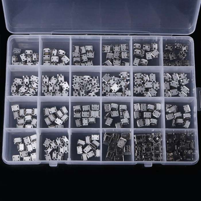 240Pcs - 24 Models Micro-USB Box MINI Android Mobile Phone Charging Accessories Connector Socket Jac