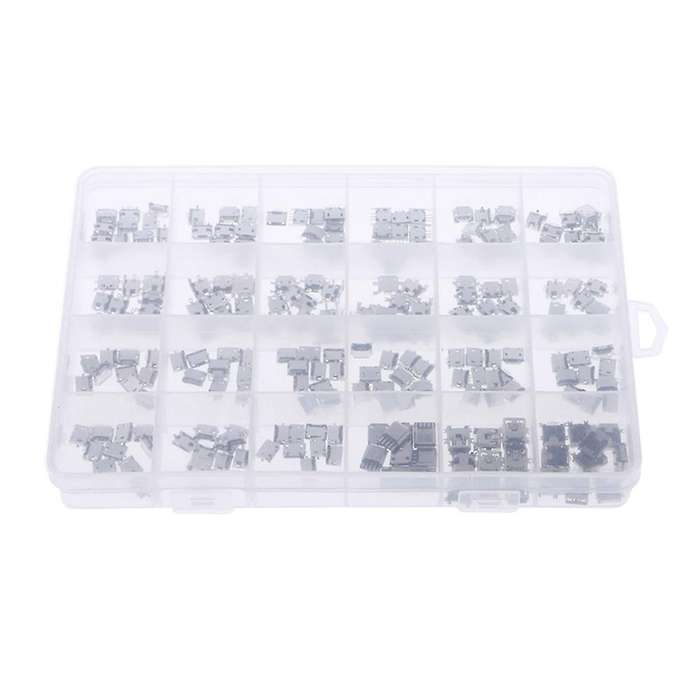 240Pcs - 24 Models Micro-USB Box MINI Android Mobile Phone Charging Accessories Connector Socket Jac