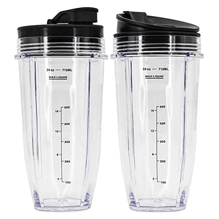 24Oz Cups Compatible for Auto IQ Series Blender,Pro Replacement Parts with 2 Type Lids,7Fins Extract