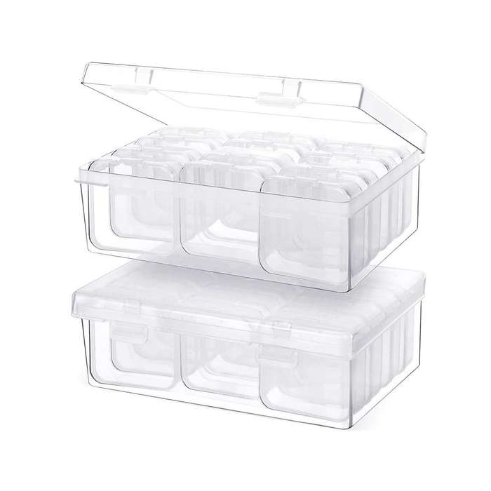 24pc Small Bead Organizer Plastic Storage Containers Clear Storage Case Craft Containers with 2pc H