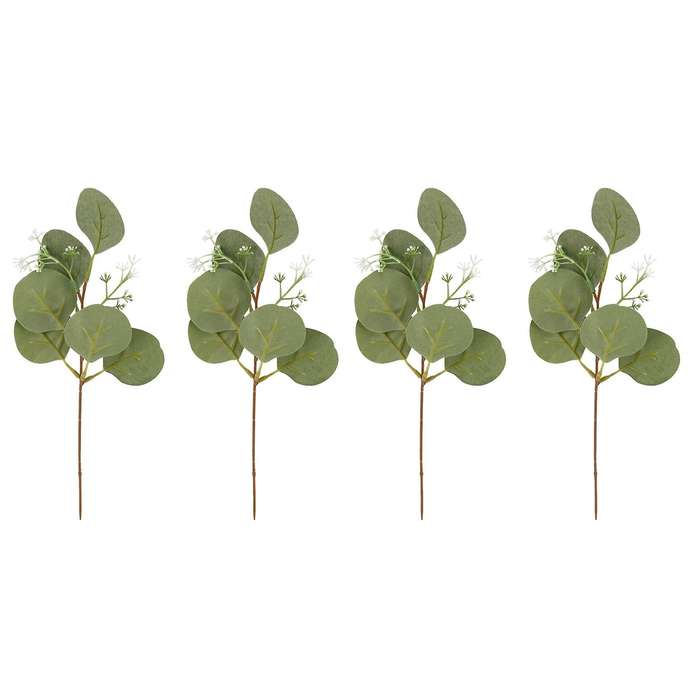 24pcs Artificial Seeded Eucalyptus Leaves Stems Faux Silver Dollar Eucalyptus Plant Branches for We
