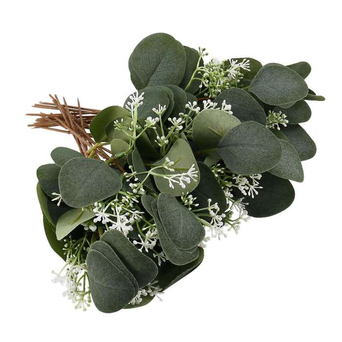 24pcs Artificial Seeded Eucalyptus Leaves Stems Faux Silver Dollar Eucalyptus Plant Branches for We