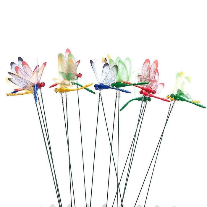 24Pcs 3D Dragonfly Garden Decor Dragon Fly Garden Stakes Dragonflies Garden Ornaments Patio Decorati