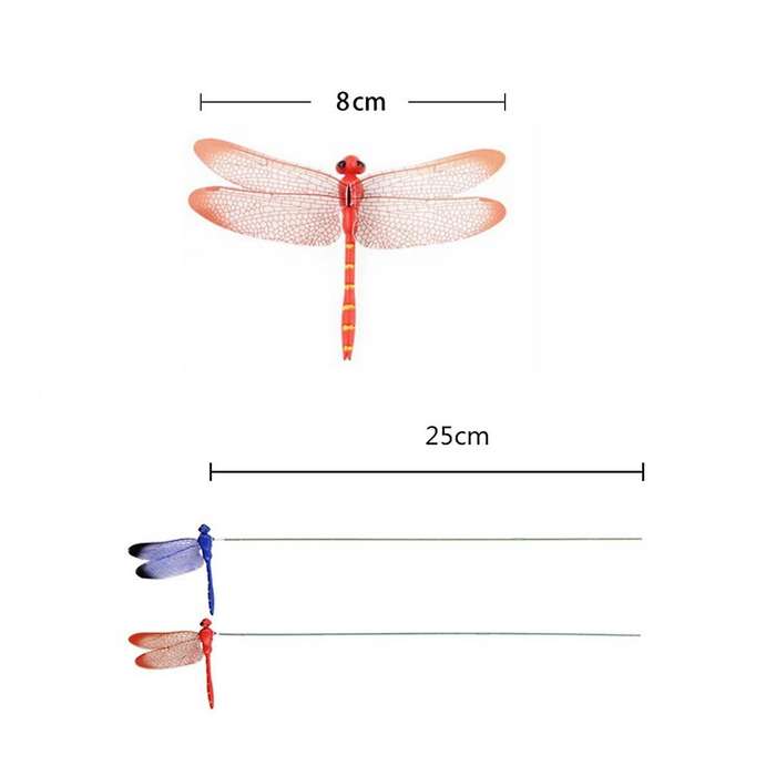24Pcs 3D Dragonfly Garden Decor Dragon Fly Garden Stakes Dragonflies Garden Ornaments Patio Decorati