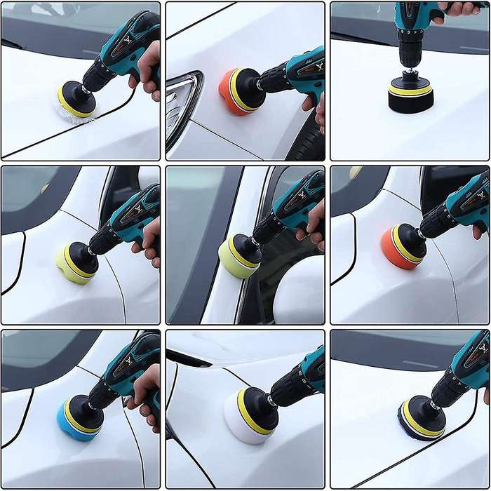24PCS Car Foam Drill Polishing Pad Kit,3Inch Buffing Pads,Car Sponge Buffing Polishing Pads Kit for