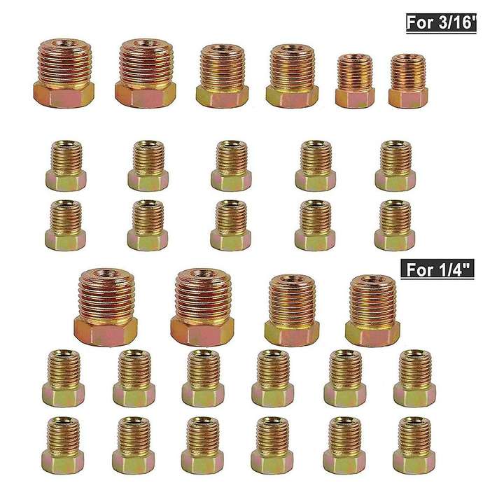 25 Ft 1/4 & 25 Ft 3/16 Brake Pipe Copper Brake Line Tubing Kit Brake Pipe with 32 Nuts Cold and Hot