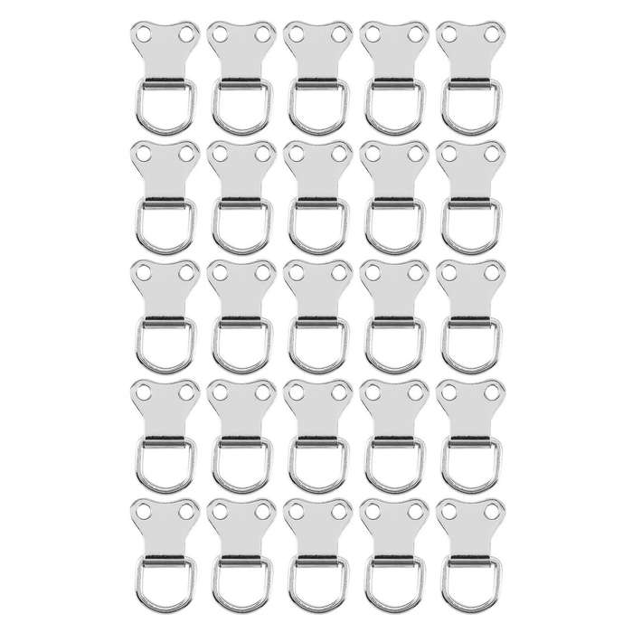 25 Pcs D-ring Picture Frame Hanging Hooks Double Hole Hangers with Screws Silver