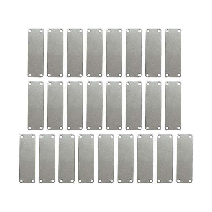 25 Pack Stainless Steel Engraving Blank Tags Rectangle Stamping Blanks with 4 Holes 1inchx3inch