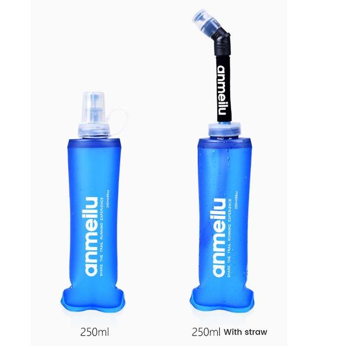 250Ml Outdoor Sports Folding Soft Water Bottle Tpu Water Bag Marathon Running Foldable Hydrating Sof