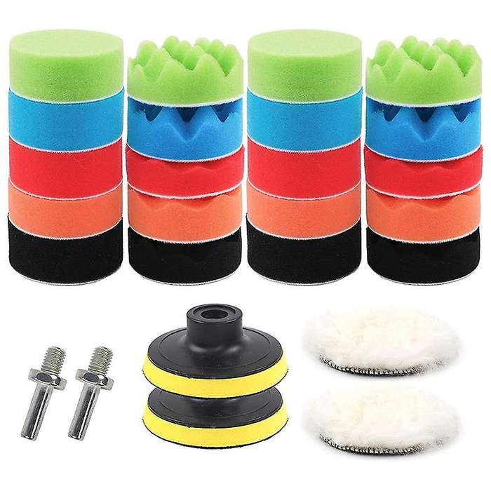 26Pcs Car Foam Drill Polishing Pad Kit 3 Inch Buffing Sponge Pads Kit for Car Sanding, Polishing Wax