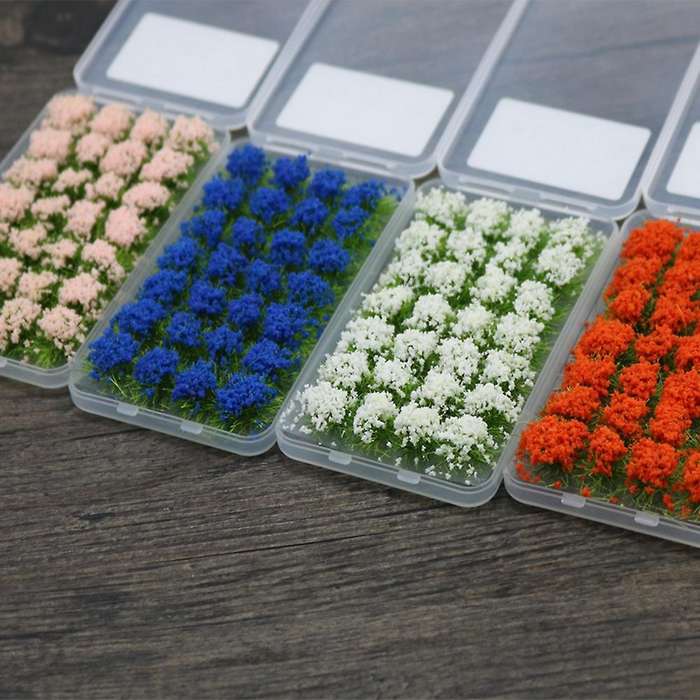 28pcs Model Scene Terrain Production Simulation Flower Cluster Wild Flower Diy Miniature Garden Dec