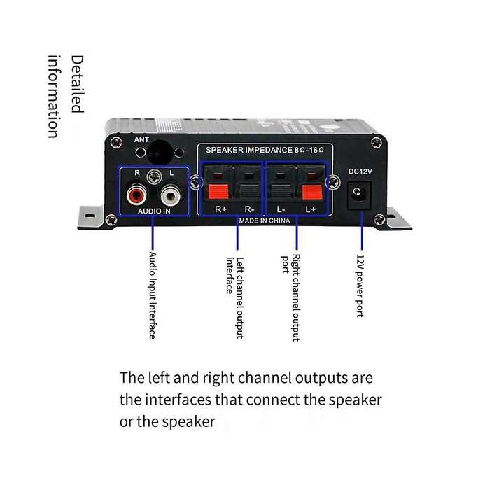 2-channel 30w Car Digital Power Bluetooth Audio Amplifier 12v Hifi Stereo Mini Home Audio Amplifier