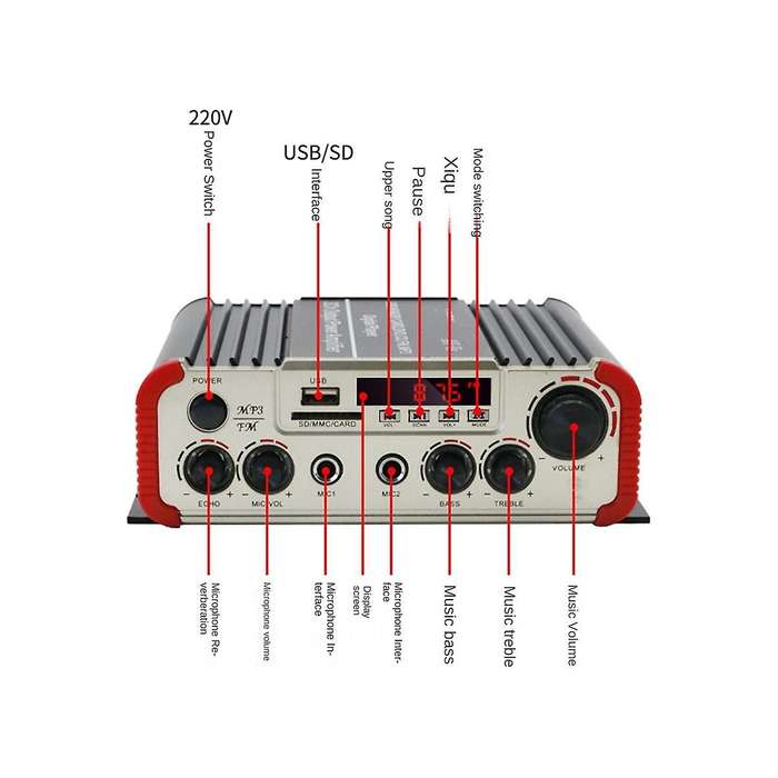 2-channel 80w High Power Car Bluetooth Audio Power Amplifier Stereo Digital Audio Receiver for Car
