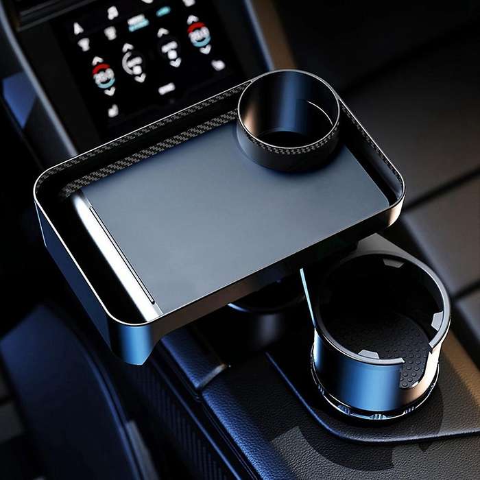 2In1 Car Multi-Function Tray Water Cup Holder Cup Holder Extender 360 Degree Rotating Dinner Plate