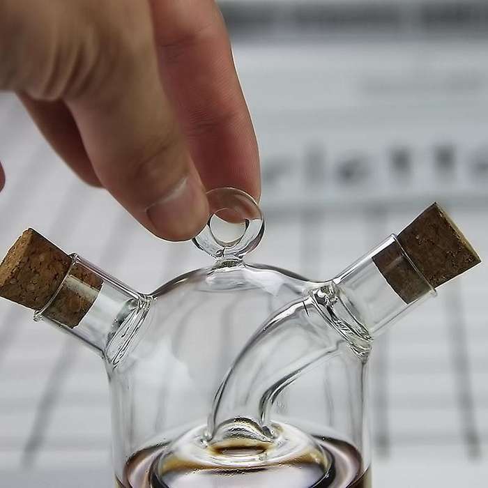 2-In-1 Double Layer Bottle Sauce Oil Vinegar Glass Bottle Condiment Seasoning Sealed