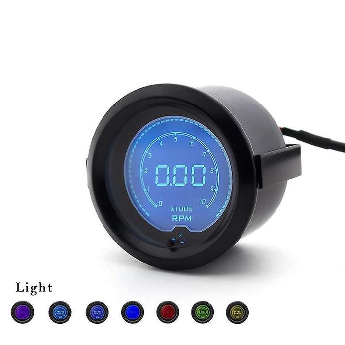 2inch 52mm Universal Car 7 Color LCD Digital 0-10000 RPM Tachometer Gauge Meter