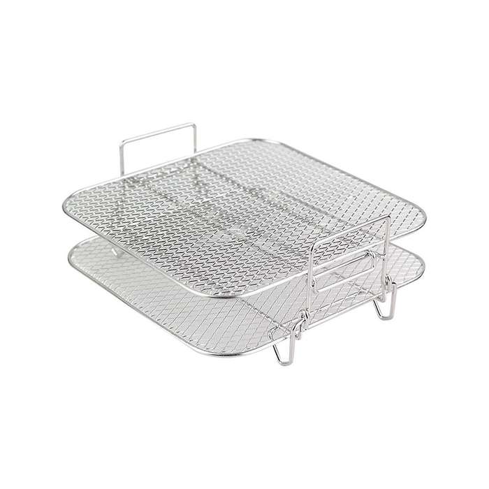 2-Layers Rack Stackable Grid Grilling Rack Stainless Steel for 4.2-5.8QT Kitchen Oven Steamer Cooke