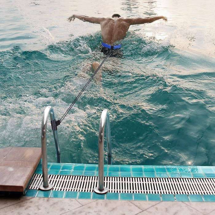 2M Pool Adjustable Swimming Training Elastic Belt Resistance Set Swimming Pool Accessories,Blue