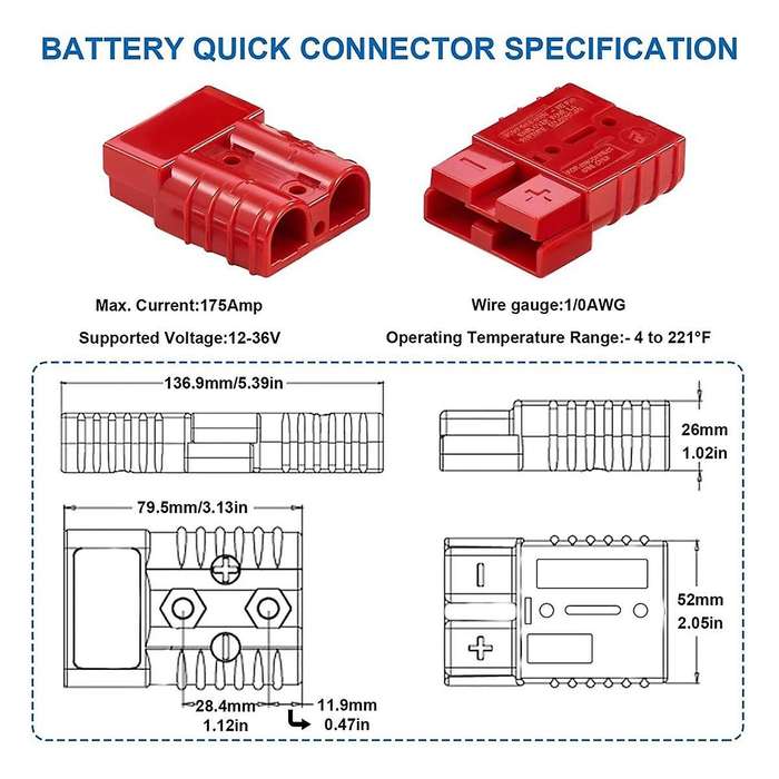 2Pack 175Amp Battery Quick Connect Plugs and Connectors1/0-4 Gauge Battery Quick Disconnect for Winc