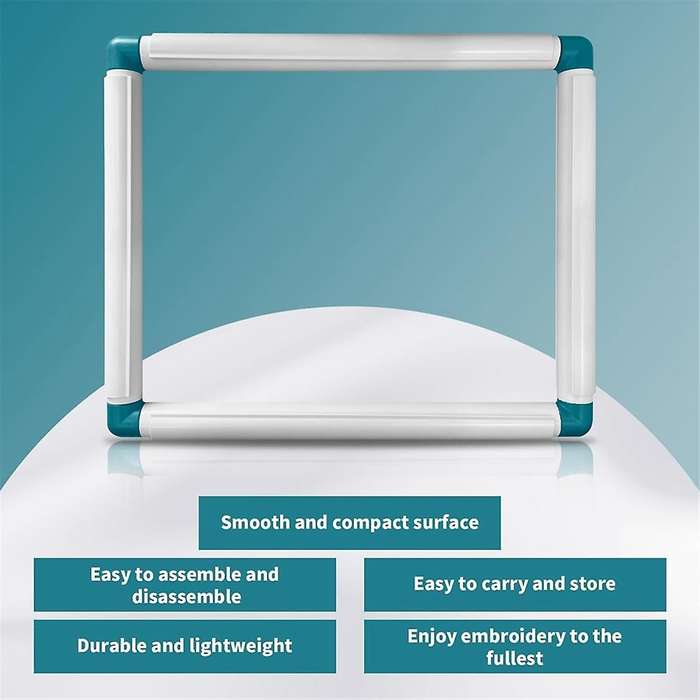 2-Pack Square Embroidery Hoops, Plastic Crossstitch Snap Frame, Embroidery Universal Clip Frame Set,