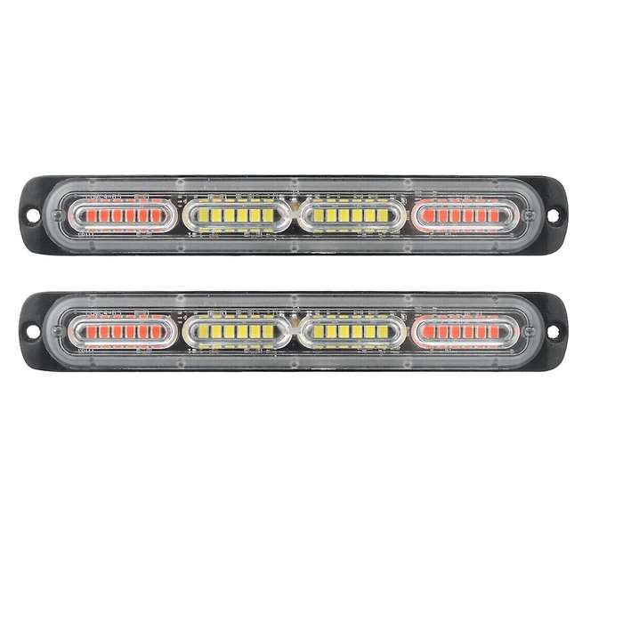 2PC Car 24Led Flashing Mode Emergency Vehicle Dash Warning Strobe Light Red/White