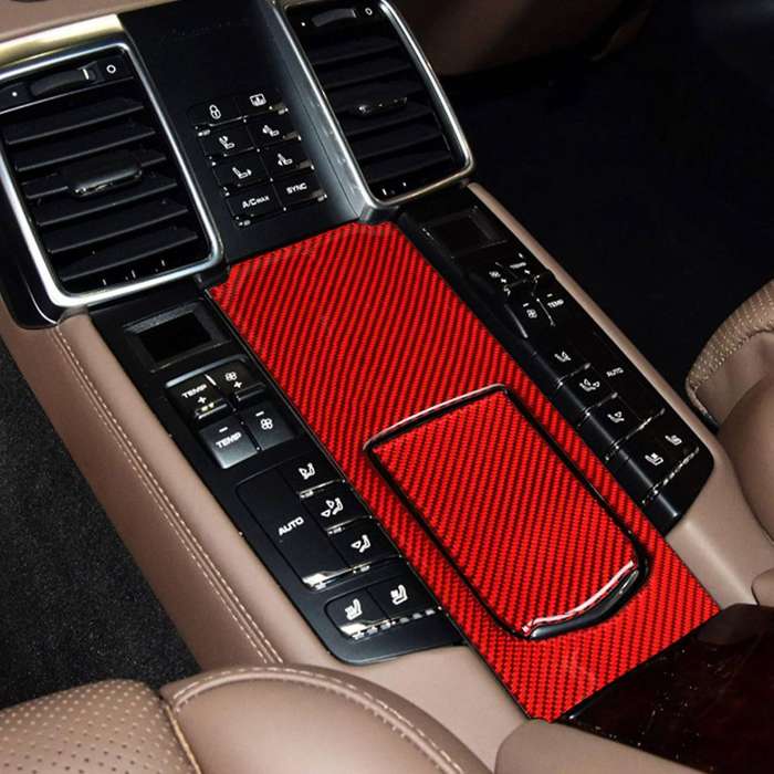 2Pc Rear Multimedia Panel Carbon Fiber Cover Trim Car Decorative Sticker for 10-16 Carbon Fiber Blac