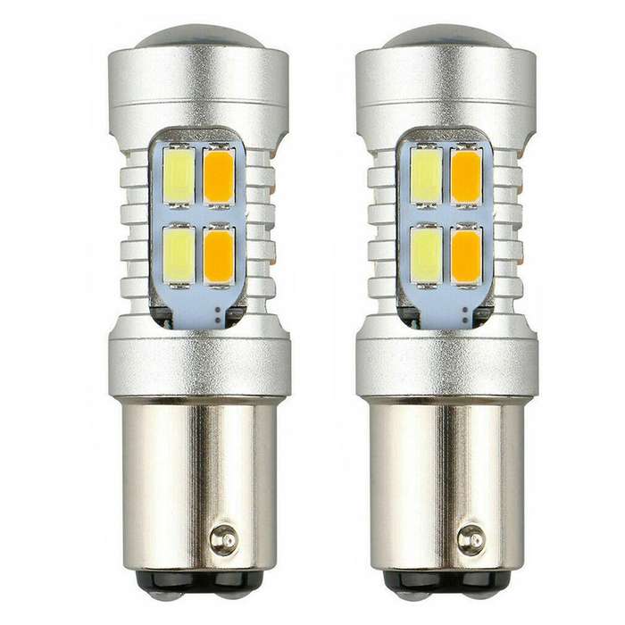 2PCS 1157 BAY15D P21/5W 5630 Dual Color LED Bulb Canbus Car Turn Signal Lamp