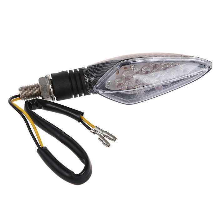 2pcs 12V Carbon Motorcycle Motorbike LED Turn Signal Indicator Light Yellow Bulb