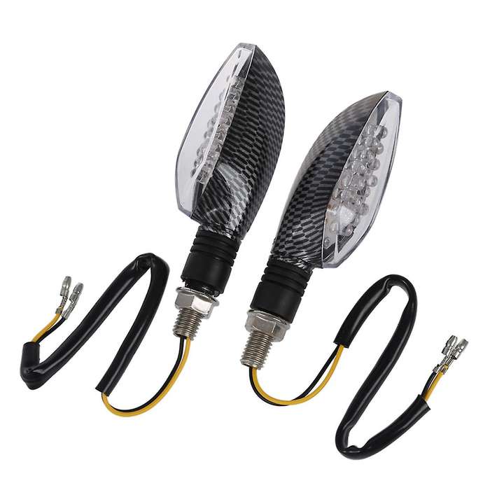 2pcs 12V Carbon Motorcycle Motorbike LED Turn Signal Indicator Light Yellow Bulb