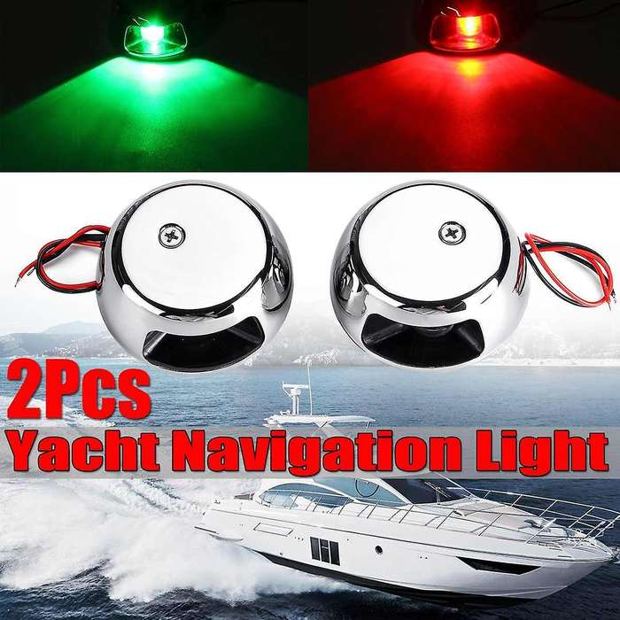 2Pcs 12V LED Light LED Navigation Light Bulb for Marine Boat Yacht Stainless Steel Red Green Light