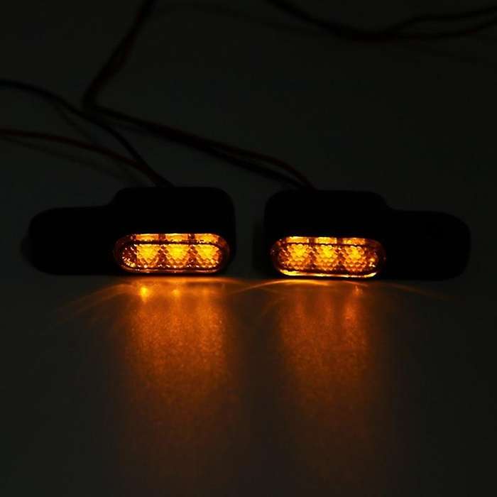 2PCS 12V Motorcycle Indicators LED Turn Signal Light Handlebar Amber Signal Lamp Blinker, Mount,Blac