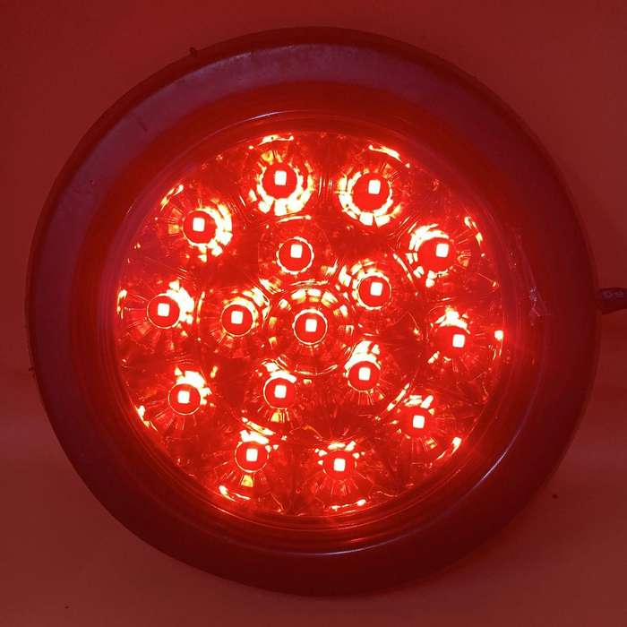 2Pcs 12V-24V 16LED Car Round Red Taillights Rear Fog Light Stop Brake Running Reverse Lamp for Truck