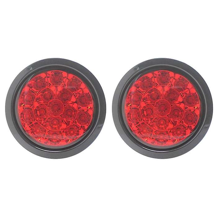 2Pcs 12V-24V 16LED Car Round Red Taillights Rear Fog Light Stop Brake Running Reverse Lamp for Truck