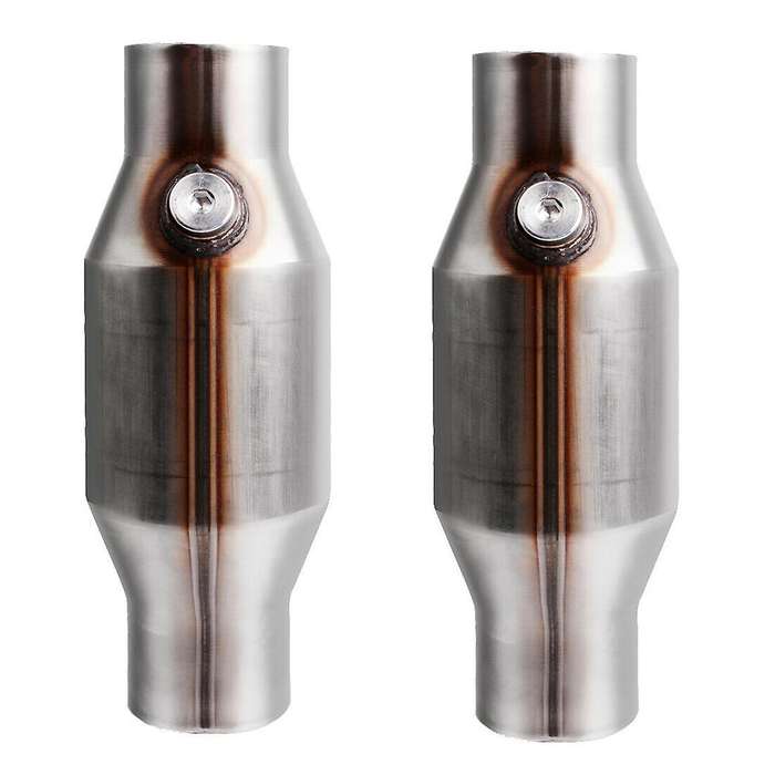 2pcs 2.5inch Spun Universal Catalytic Converter High Flow Stainless Steel 425250 Exhaust Catalytic C