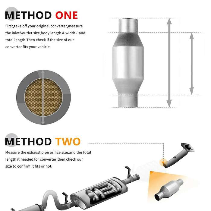 2pcs 2.5inch Spun Universal Catalytic Converter High Flow Stainless Steel 425250 Exhaust Catalytic C