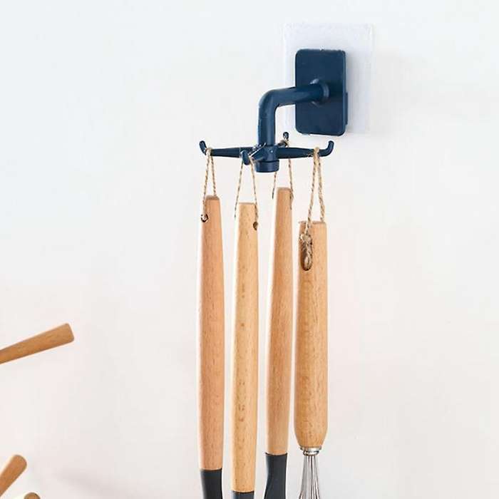 2PCS 360 Degrees Rotating Hook Kitchen Storage Bathroom Organizar Storage Rack Holder Wall Mounted