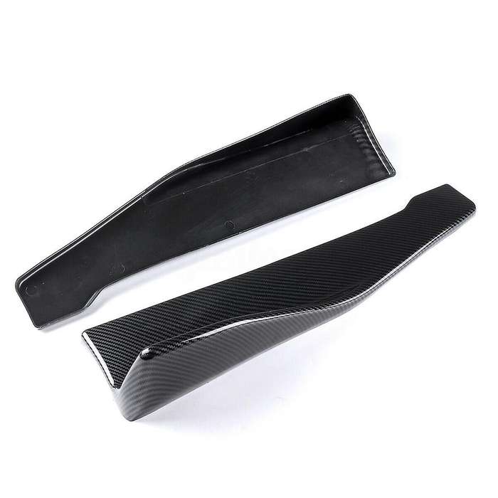 2Pcs 48cm Carbon Fiber ABS Rear Bumper Protector Diffuser Lip Splitter Apron Spoiler Side Skirt Univ