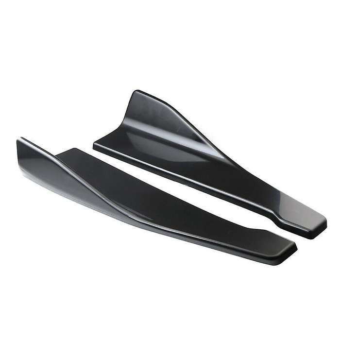 2Pcs 48cm Glossy Black ABS Rear Bumper Protector Diffuser Lip Splitter Apron Spoiler Side Skirt Univ