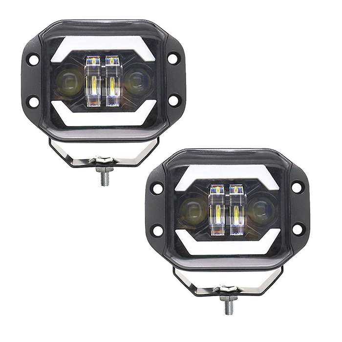 2pcs 5 Inch Car Led Work Lights Angel Eyes Square Spotlights Front Bumper Mesh Fog Lights for Wrangl