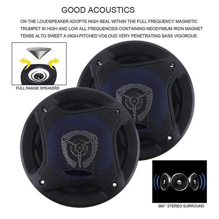 2Pcs 6.5 Inch 500W Car HiFi Coaxial Speaker Vehicle Door Auto Audio Music Stereo Full Range Frequenc