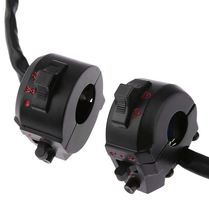 2Pcs 7/8 Inch 22 mm Universal Motorcycle Handlebar Control Switch Left and Right Low Beam Turn Signa