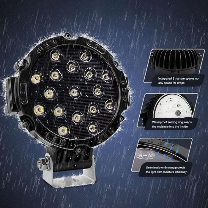 2Pcs 7 Inch LED Offroad Pod Lights Bar 51W Spot Bumper Driving Headlight Fog Light for Off Road, Tru