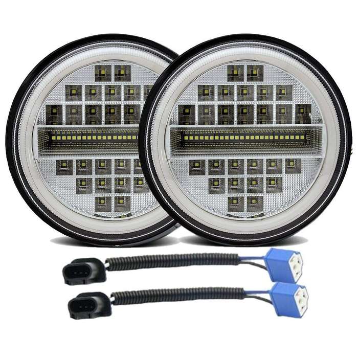 2Pcs 7 Inch Round 500W LED Headlight Halo Angel Eyes for 97-2017 Wrangler JK LJ TJ