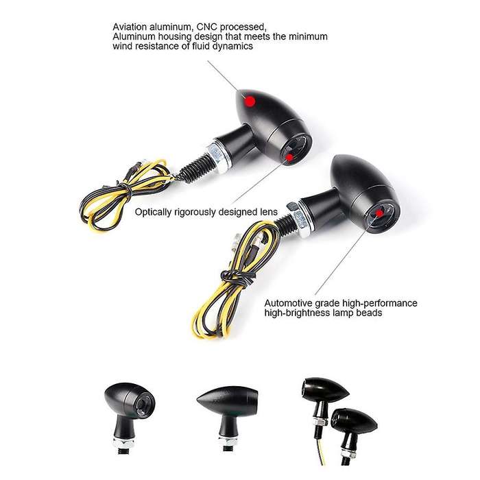 2PCS 8MM Motorcycle Retro Turn Signal Light Motorcycle Amber Turn Signal Indicator Light for