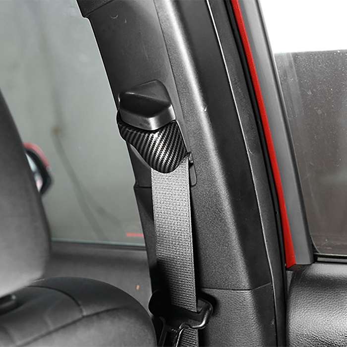 2PCS ABS Carbon Fiber Front Seat Safety Belt Button Decor Cover Trim for 2017-2019